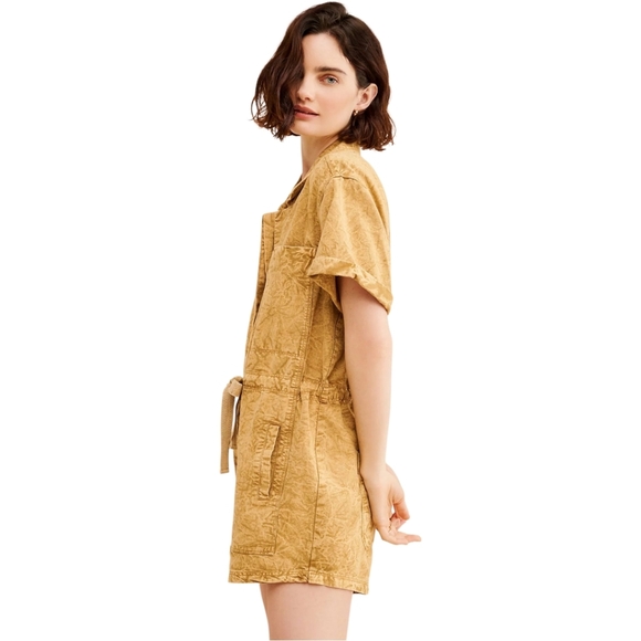 Free People Rhodes Chino Romper, Wheat Fields (Gold), XL, NWOT - Picture 4 of 9